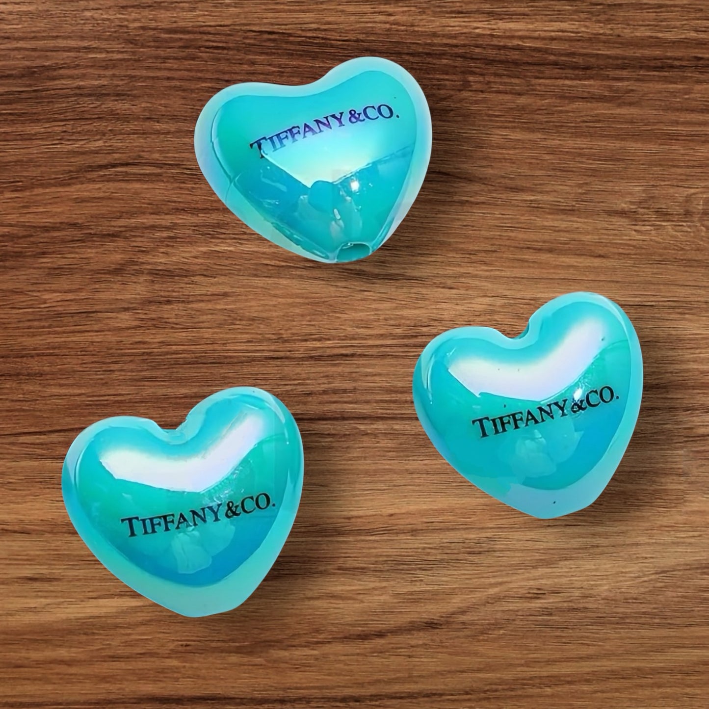 Blue Acrylic Heart Bead