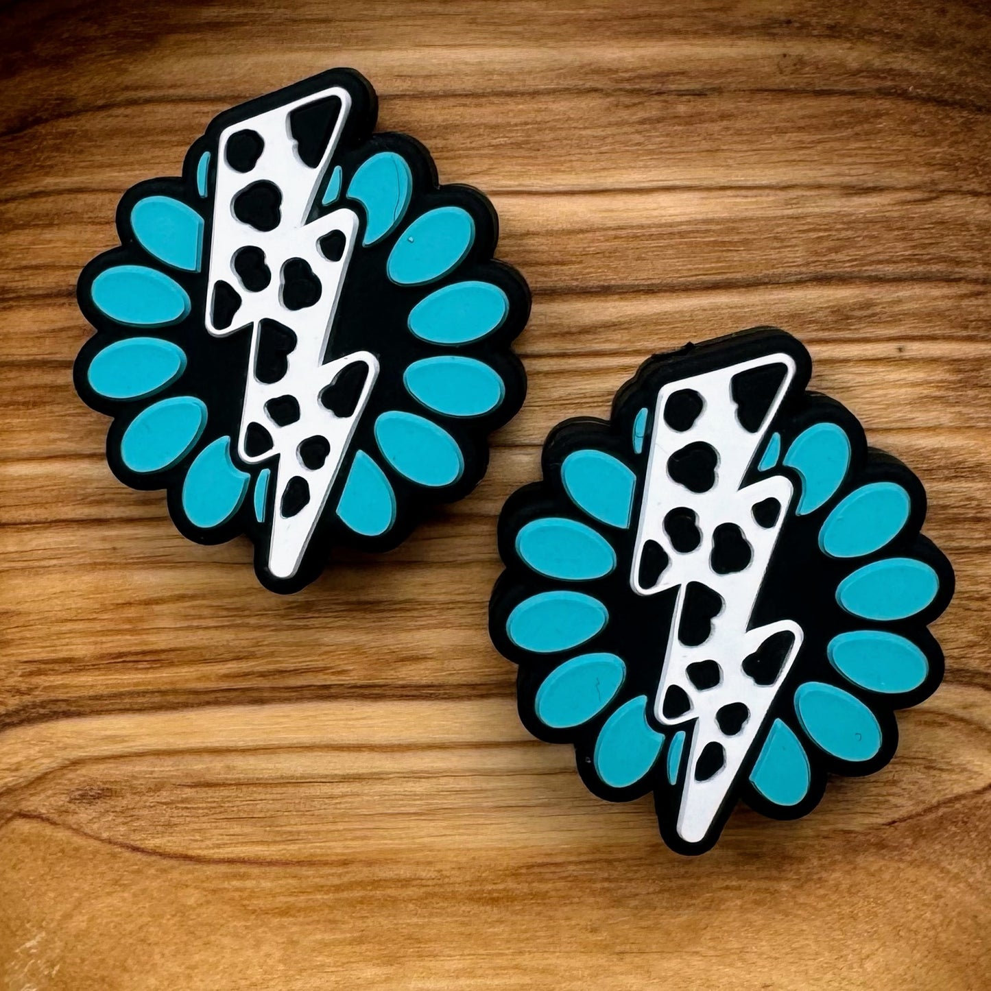 Hot pink & Blue Leopard Lightning Bolt Focal