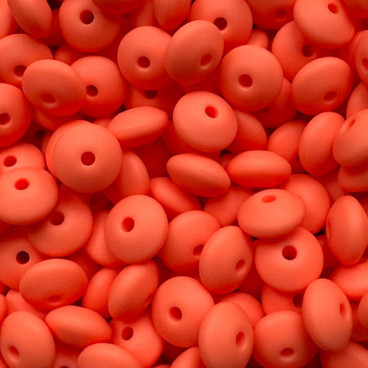12mm Orange Pink Silicone Lentil Bead