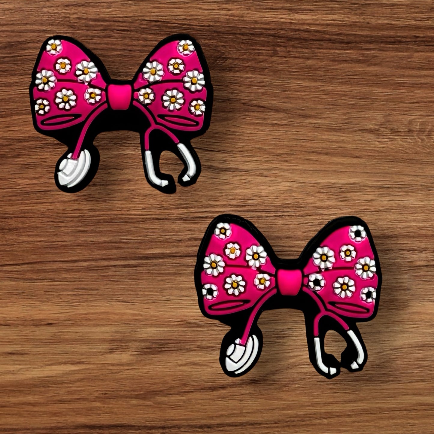 Floral Stethoscope Bow Focal (Dark Pink)