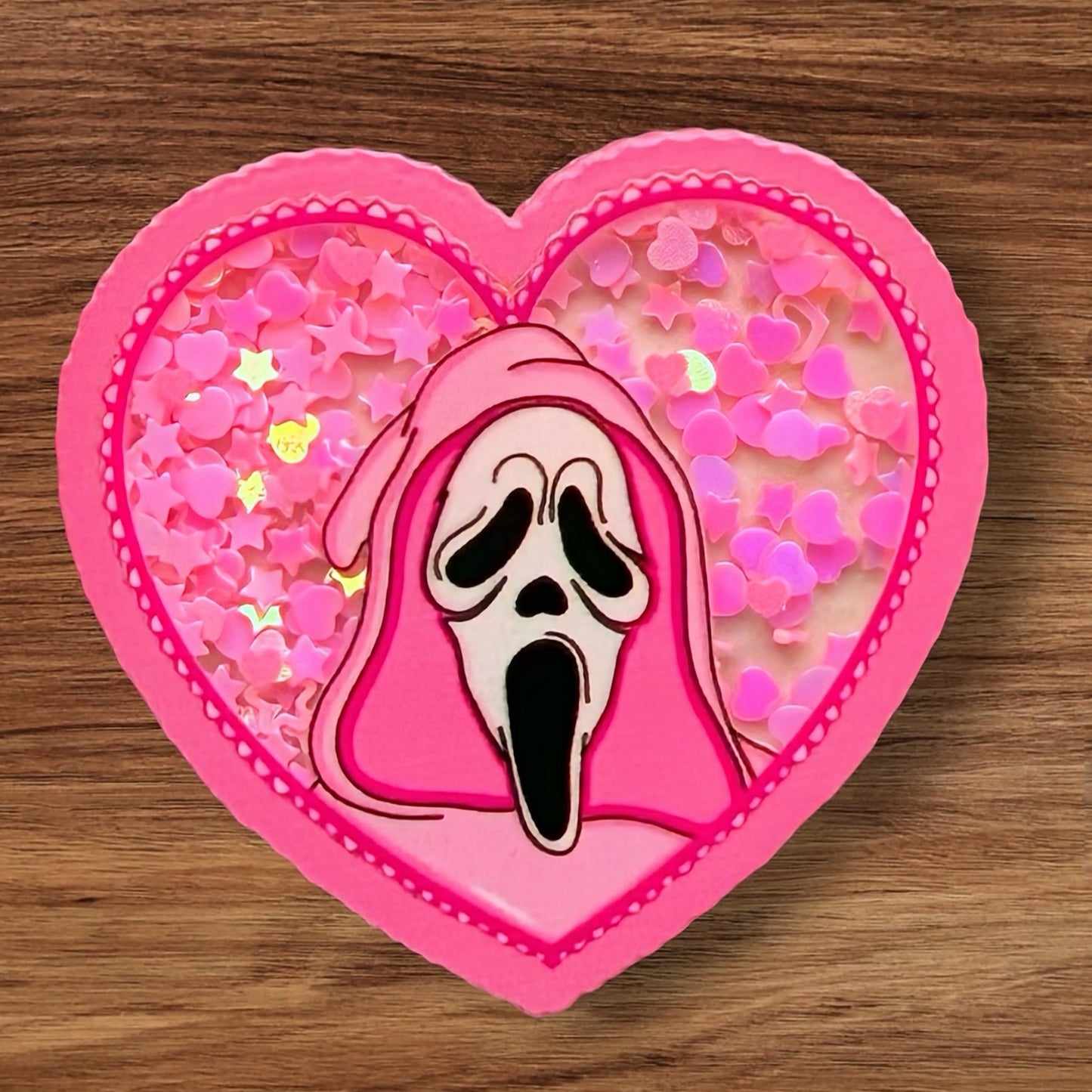 Ghostface Heart Acrylic Flatback Shaker