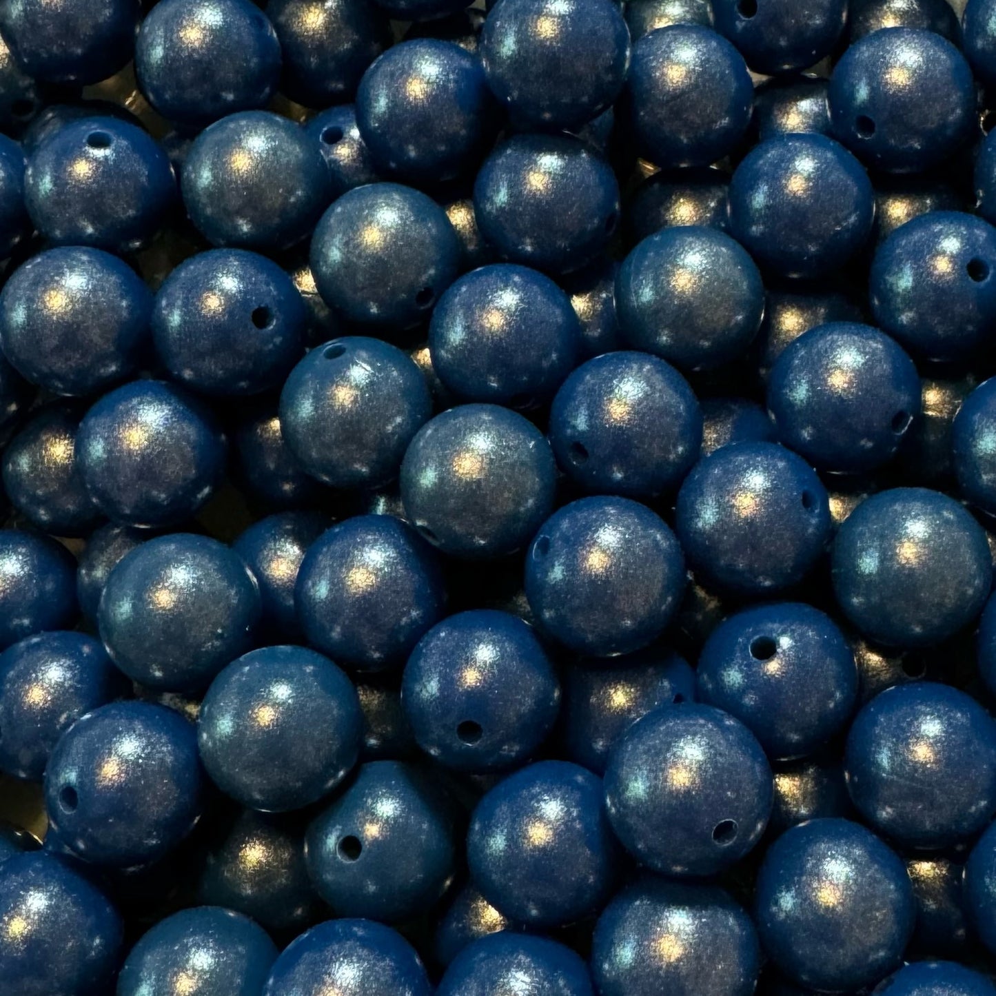 15mm Dark Blue Chameleon Silicone Bead