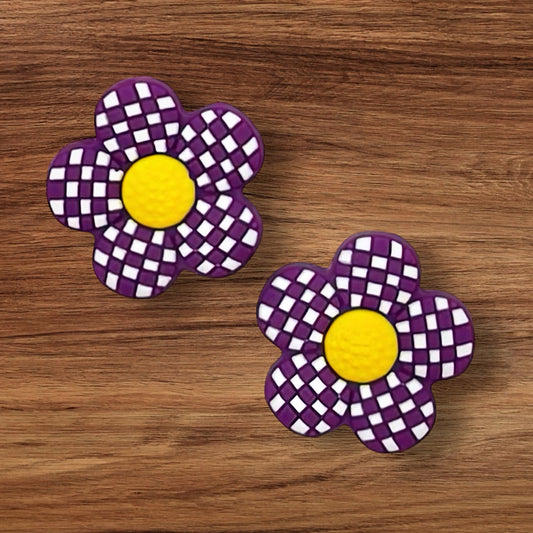 Purple Checkered Flower Focal