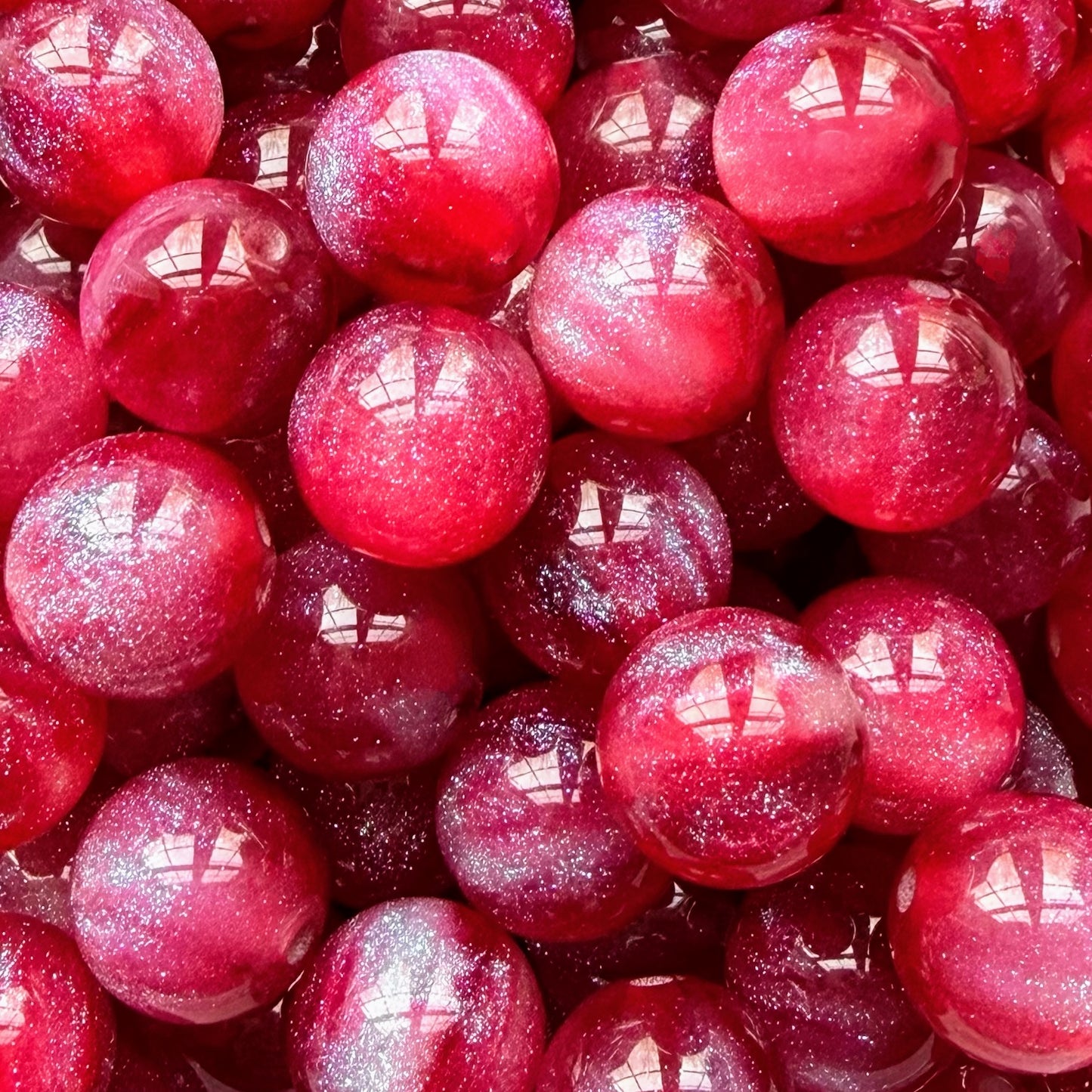 16mm Red Galaxy Acrylic Bead