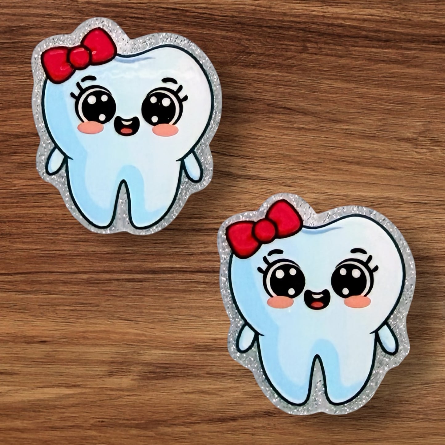 Tooth With Bow Acrylic Focal