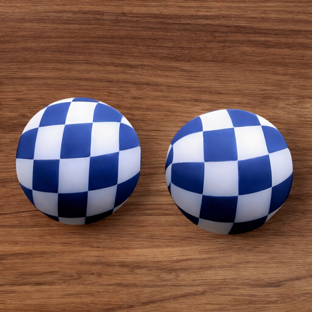 15mm Navy Blue Checkered Silicone Bead