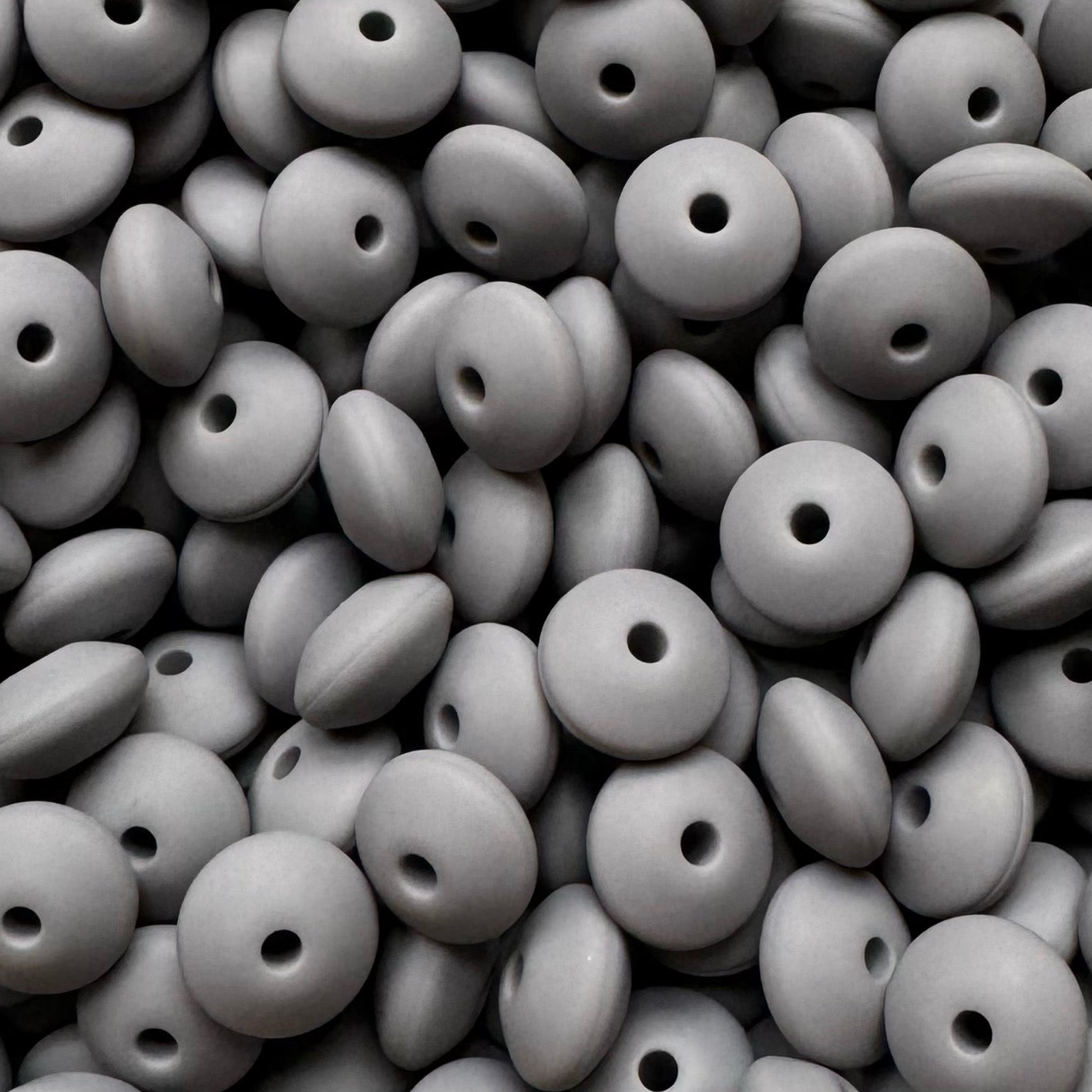 12mm Gray Silicone Lentil Bead