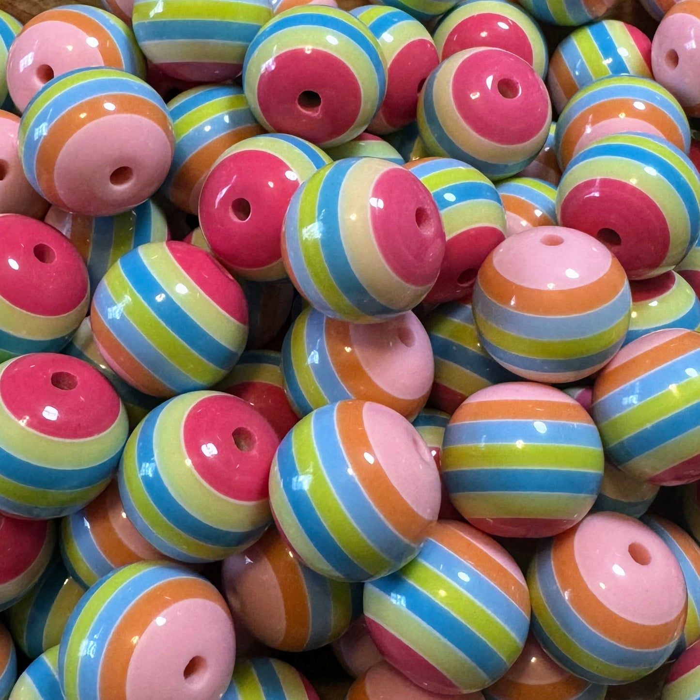 20mm Pastel Striped Acrylic Bead