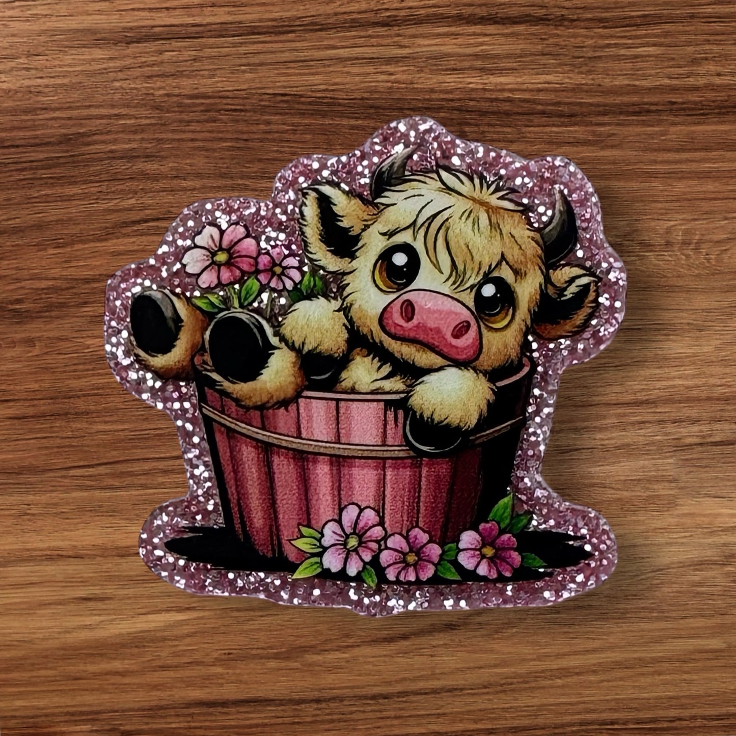 Cow In Bucket Acrylic Flatback