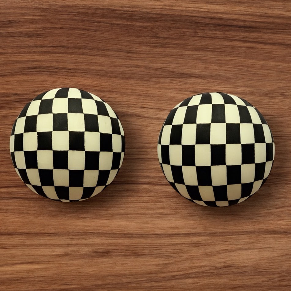 15mm Light Yellow Checkered Silicone Bead