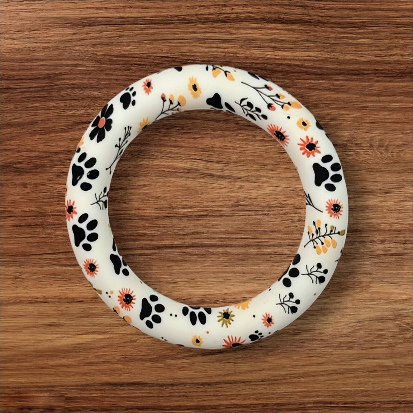 Paw Print & Daisies Silicone Ring
