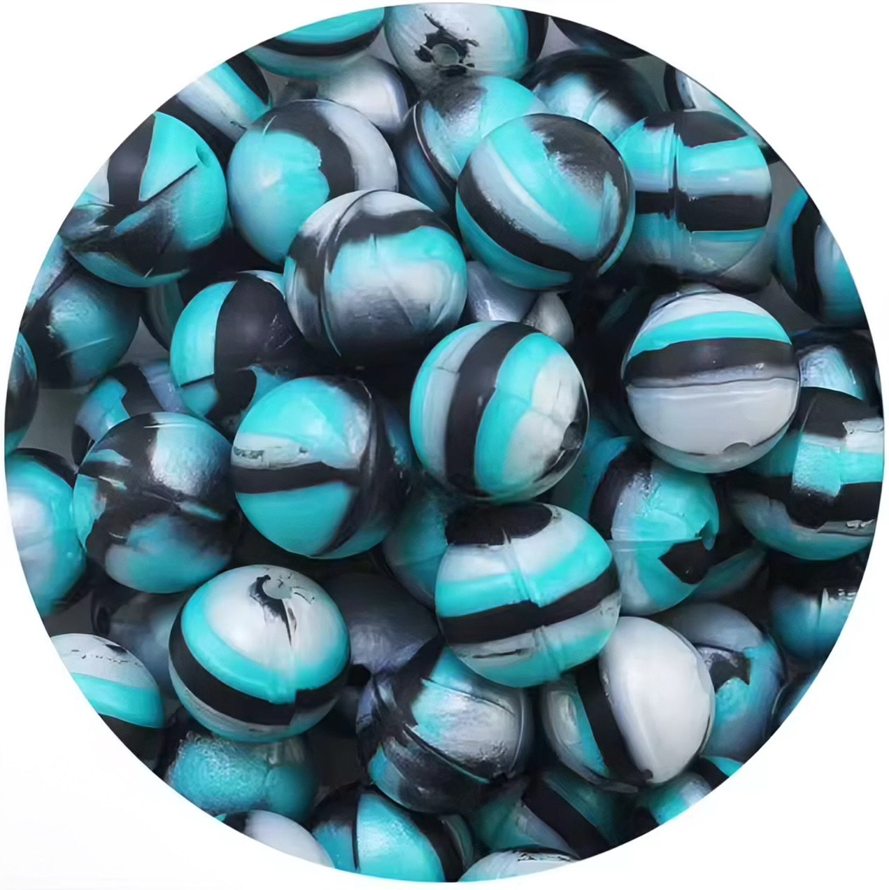 15mm Ombré Silicone Bead (Blue & Black)