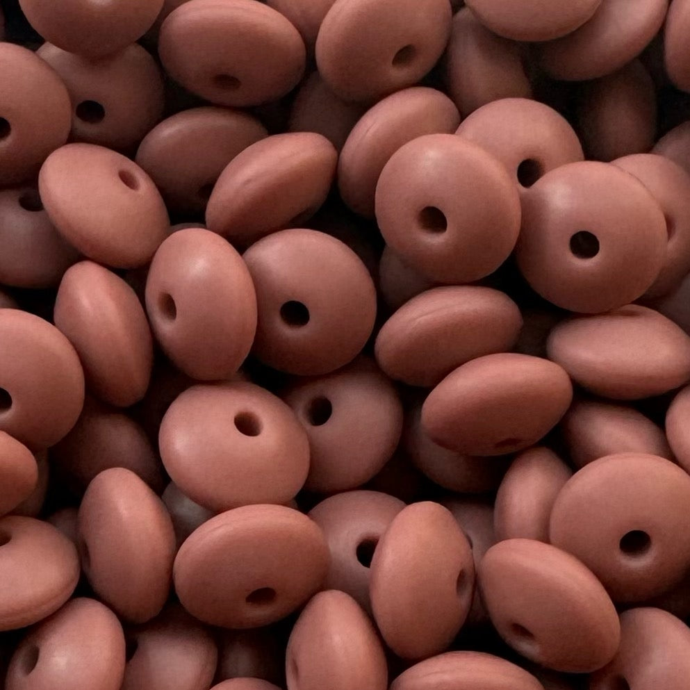 12mm Mahogany Silicone Lentil Bead