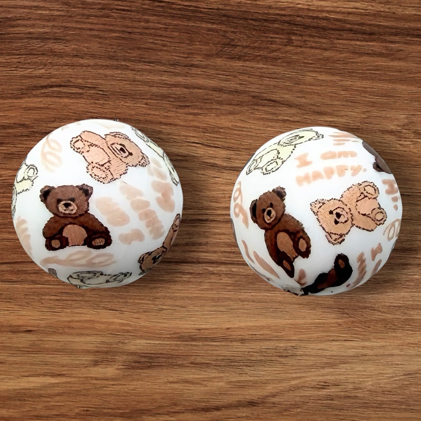15mm Knitted Bears Silicone Bead