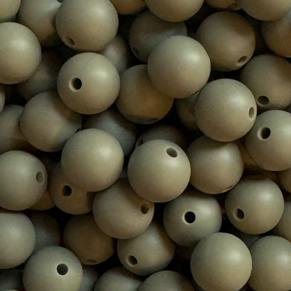 15mm Grey Green Silicone Bead