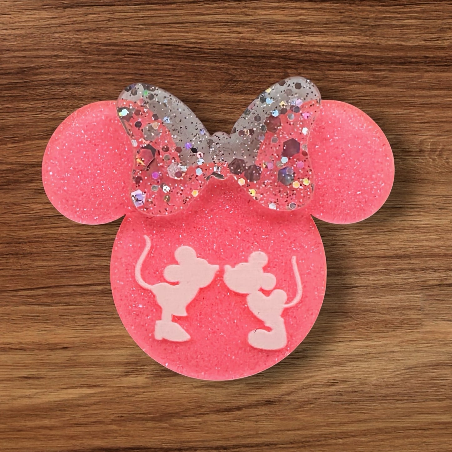 Hot Pink Mouse Head Acrylic Flatback