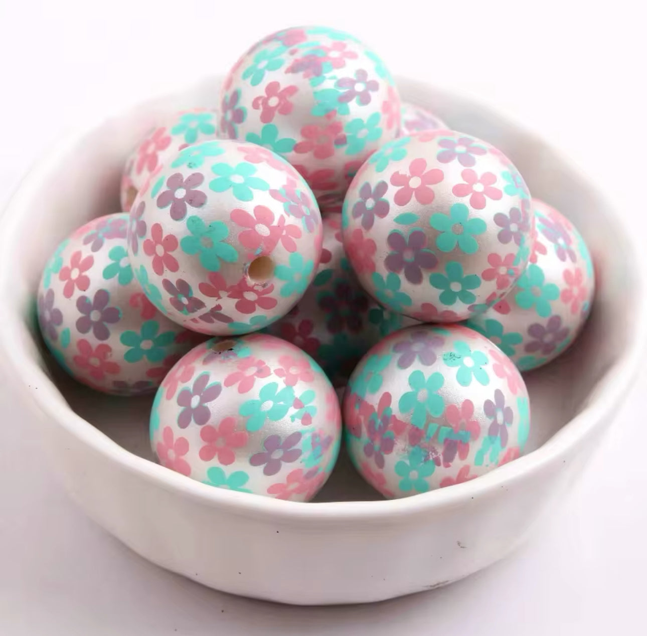 Retro Flowers 20mm Acrylic Bead