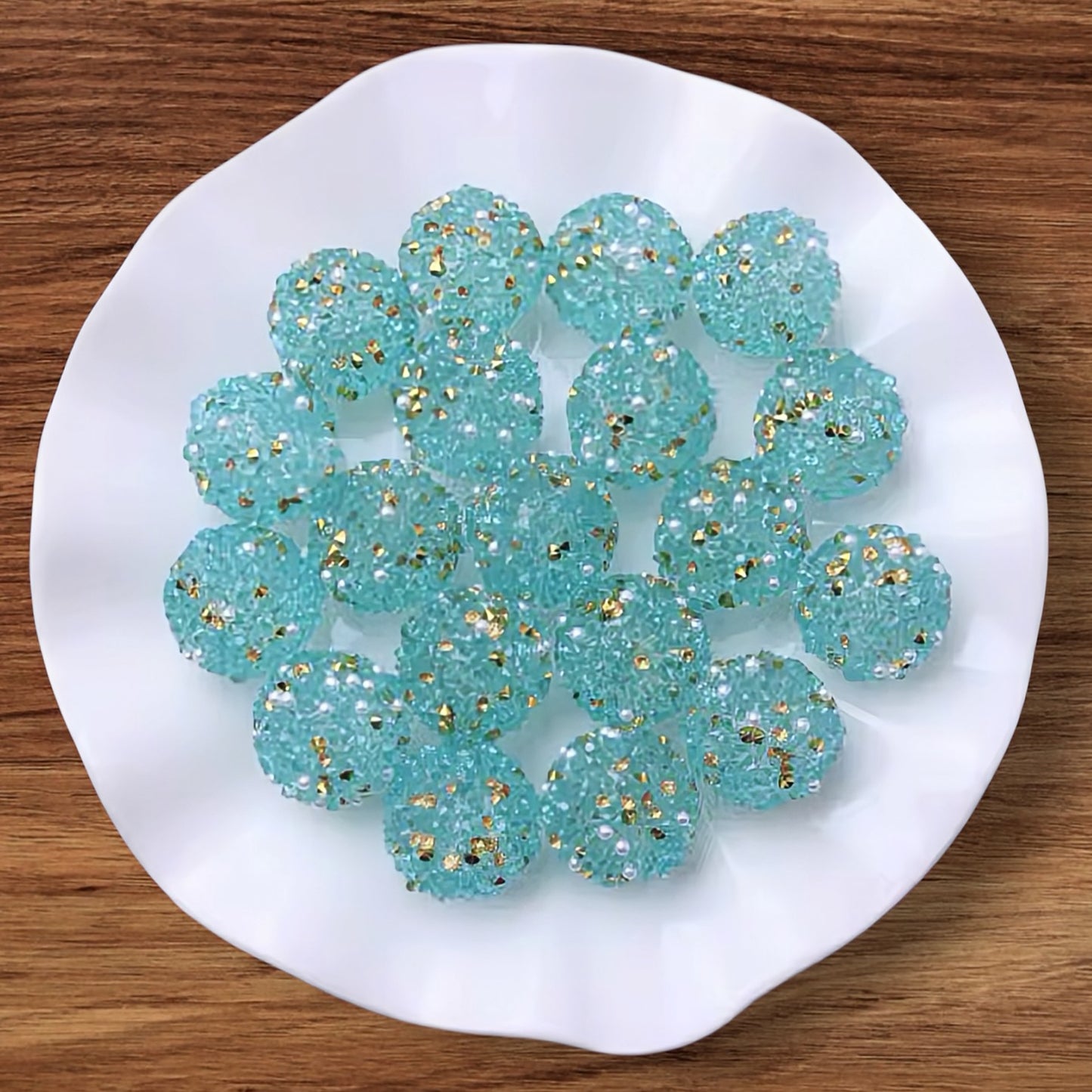 16mm Sugar & Gold Acrylic Bead (Blue)