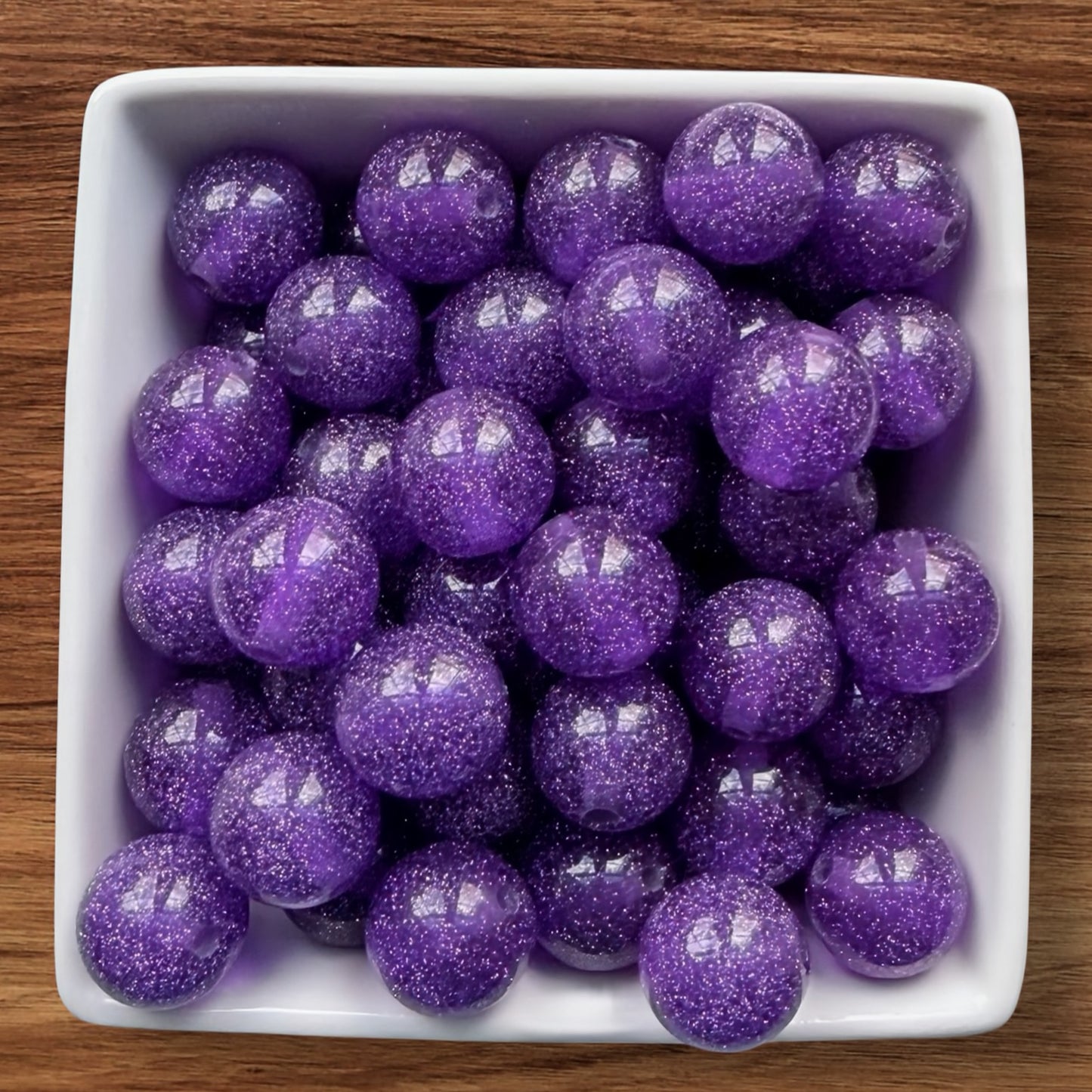 16mm Purple Glitter Acrylic Bead