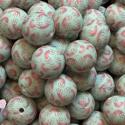15mm Retro Rainbows Silicone Bead