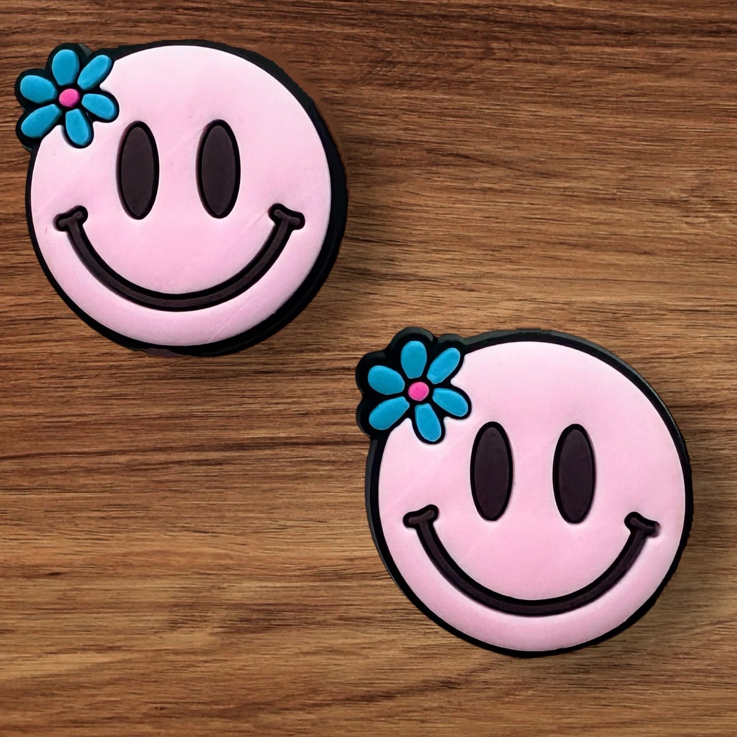 Pink Happy Face With Flower Focal
