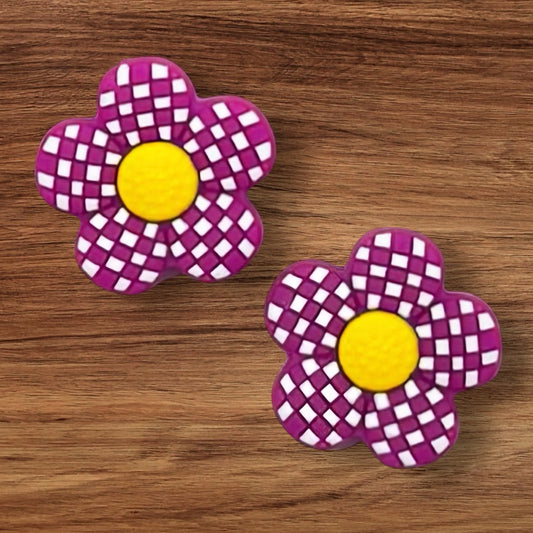 Dark Pink Checkered Flower Focal