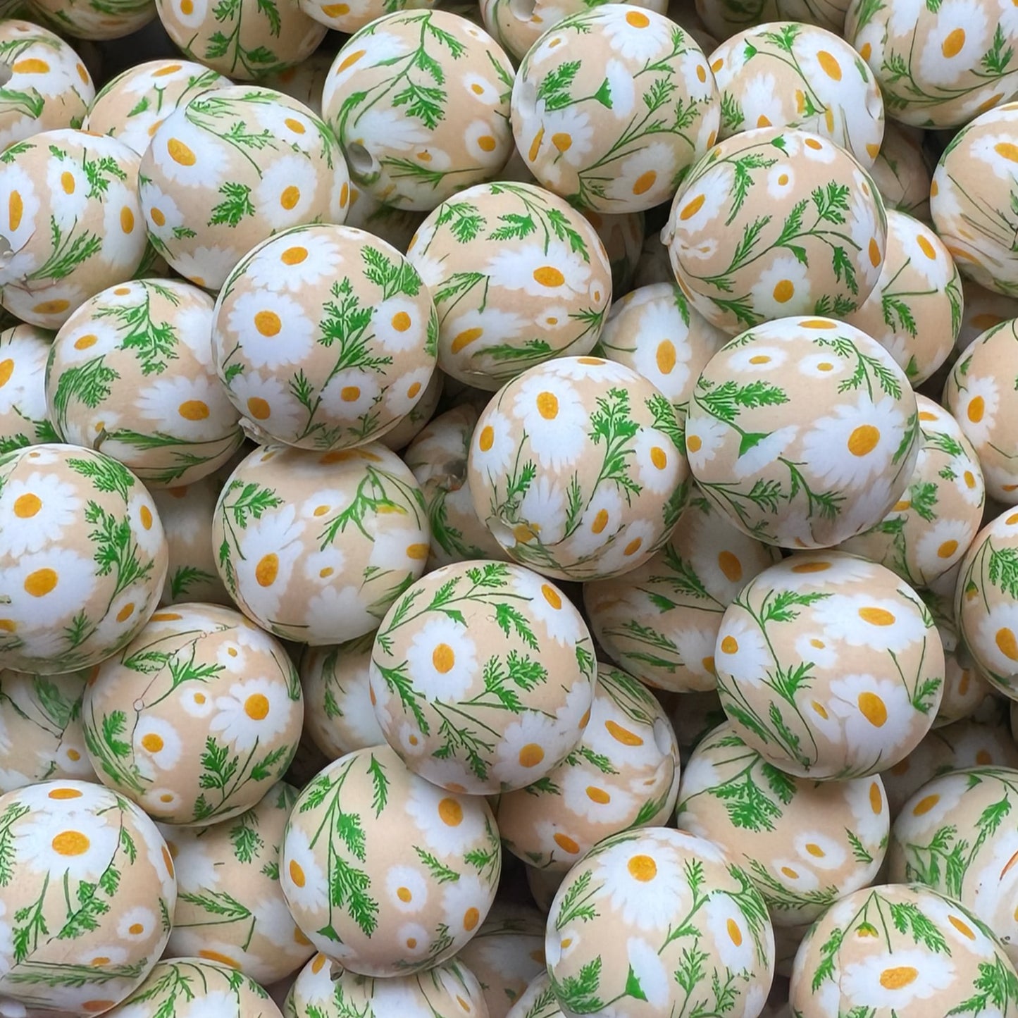 15mm Blooming Daisies Silicone Bead