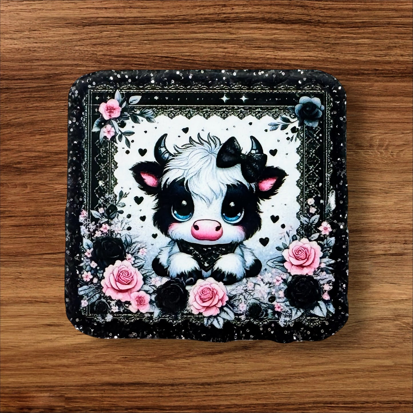 Floral Cow Acrylic Flatback