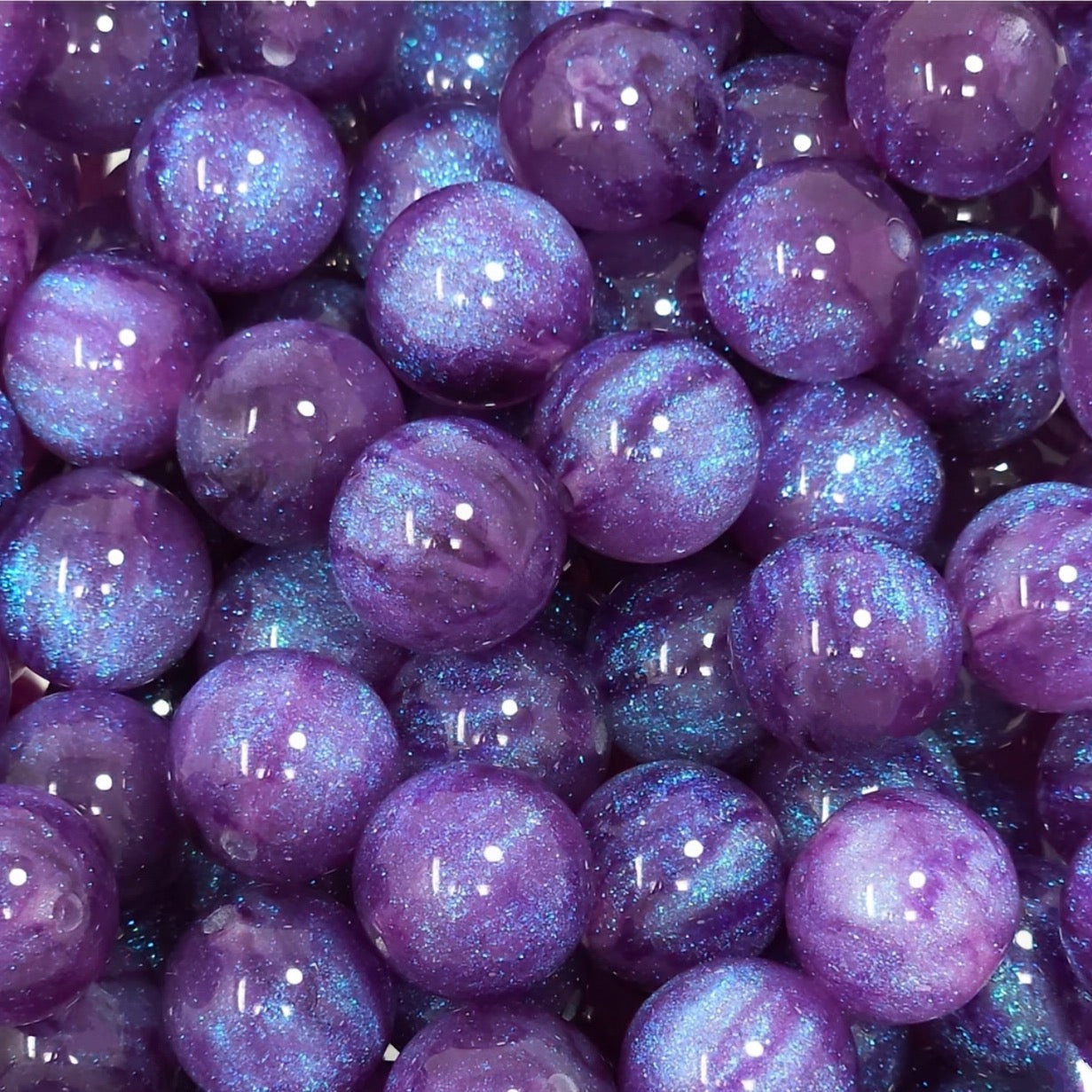 16mm Purple Galaxy Acrylic Bead