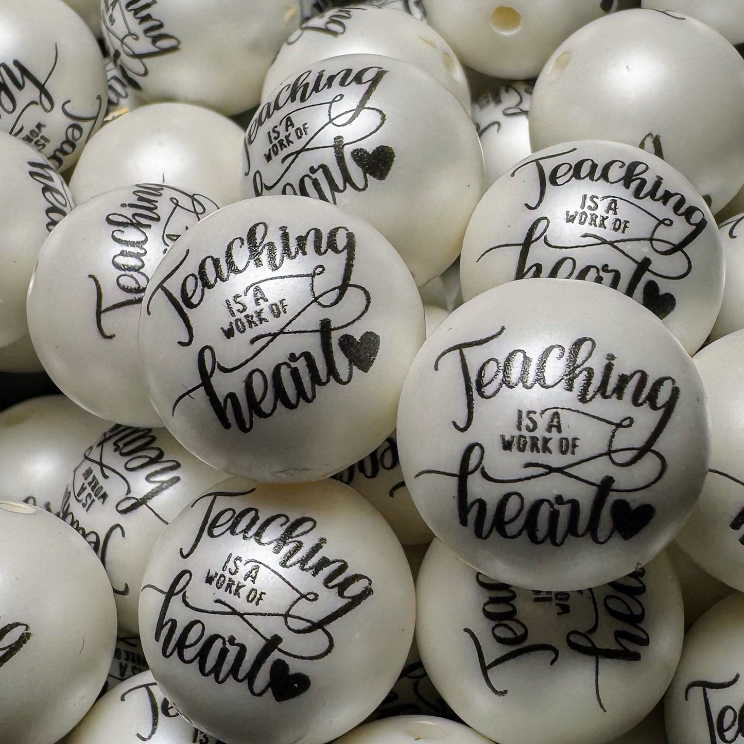 20mm Teaching Is A Work Of Heart Acrylic Bead