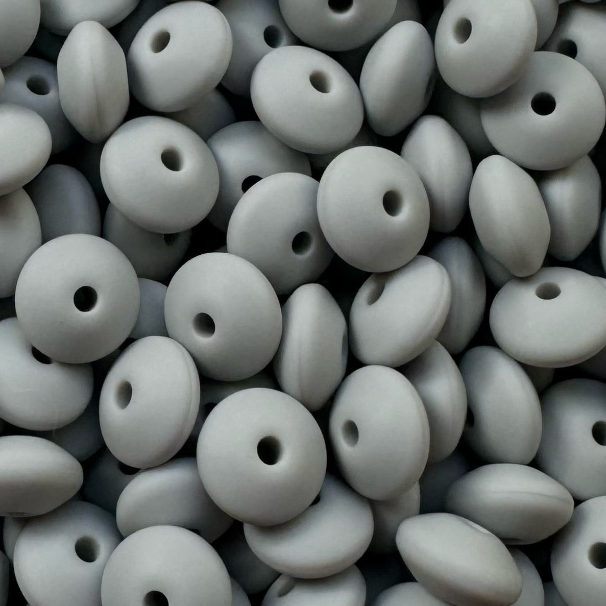 12mm Glacier Ash Silicone Lentil Bead