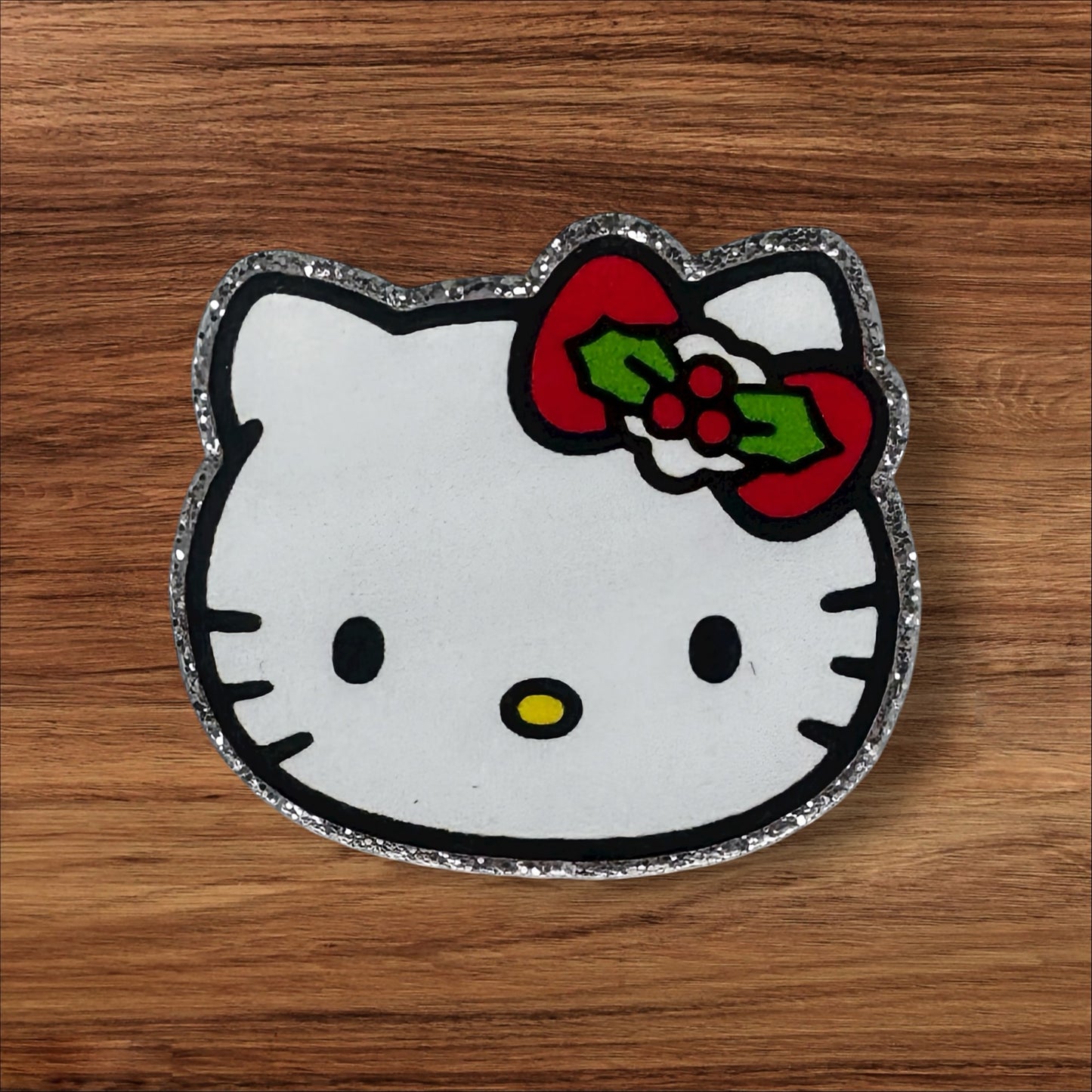 Kitty With Christmas Bow Acrylic Flatback