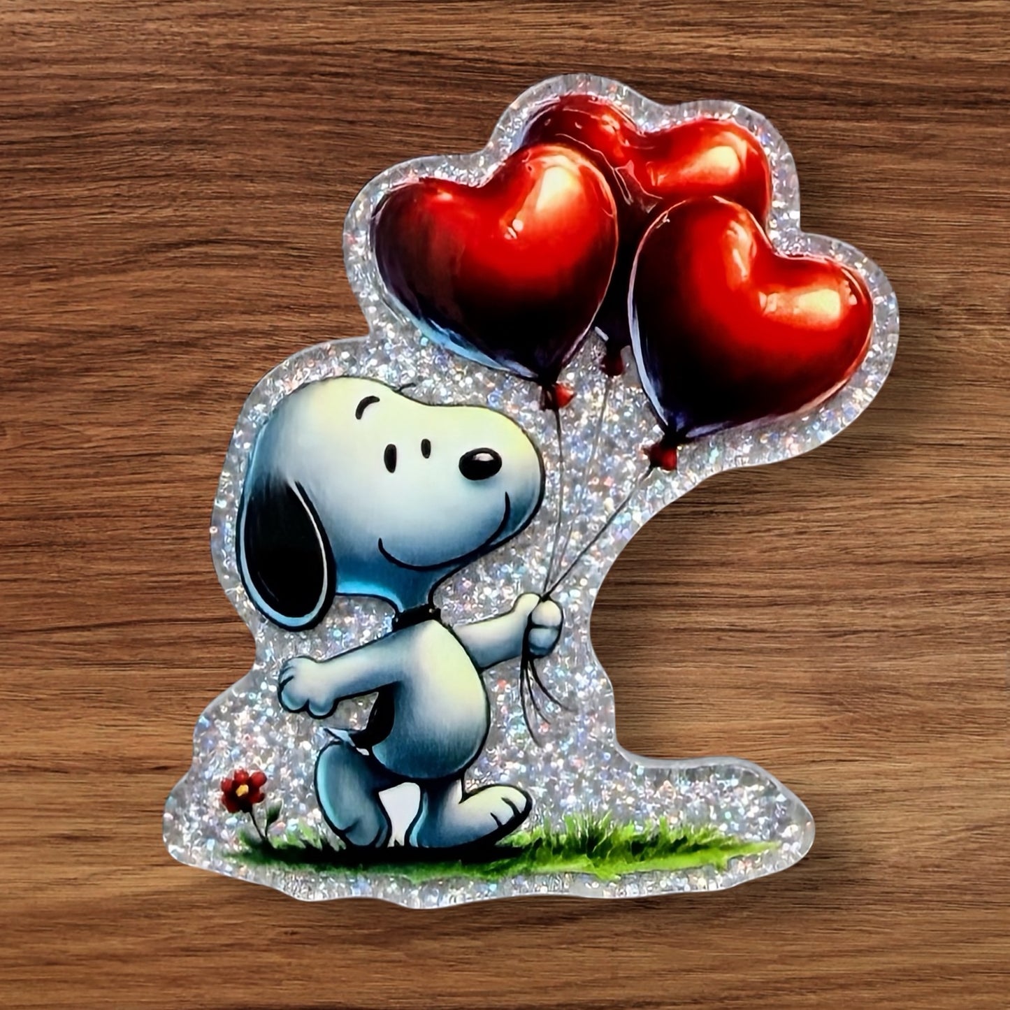 Beagle With Heart Ballons Acrylic Flatback