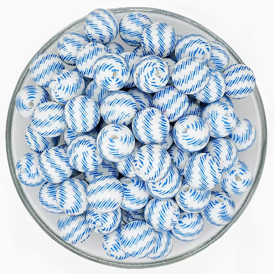 15mm Denim Stitch Silicone Bead
