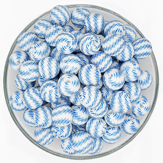 15mm Denim Stitch Silicone Bead