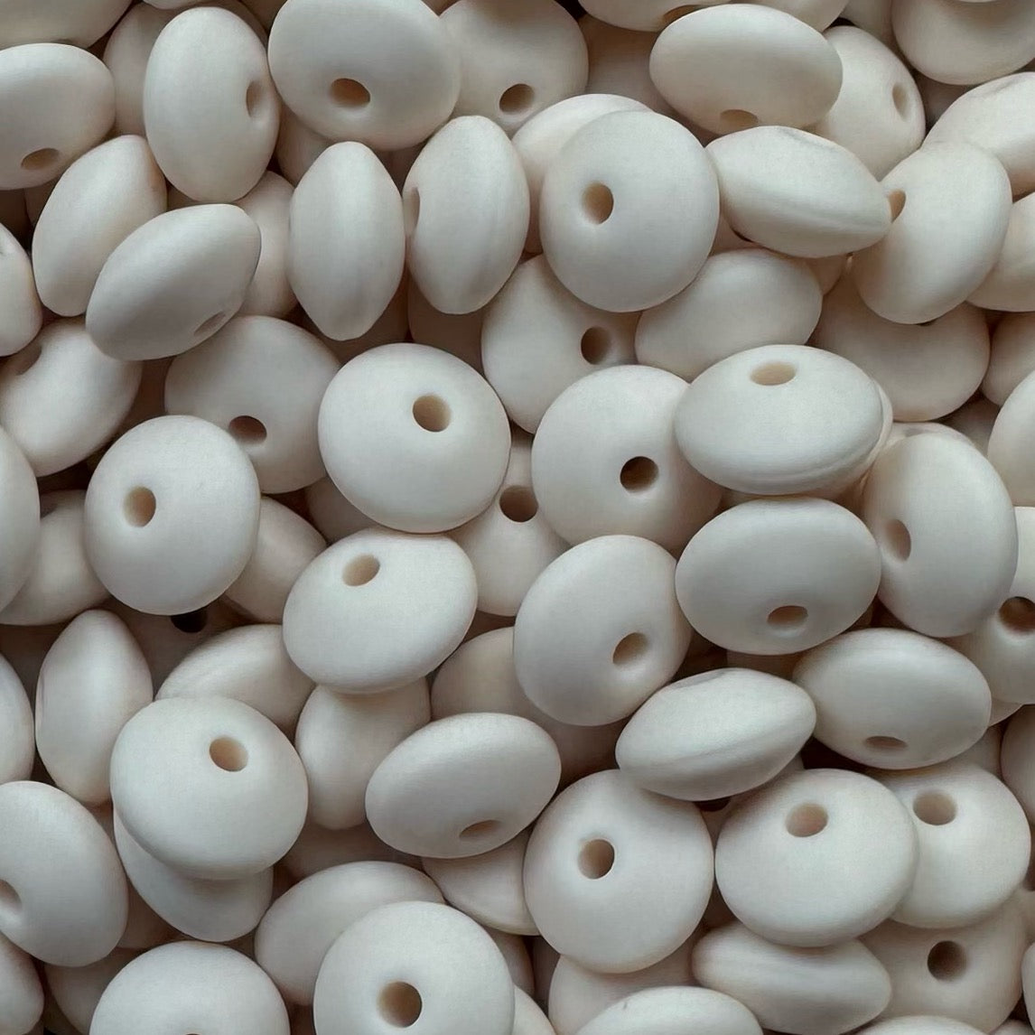 12mm Milk White Silicone Lentil Bead