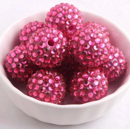 20mm Hot Pink Rhinestone Acrylic Bead