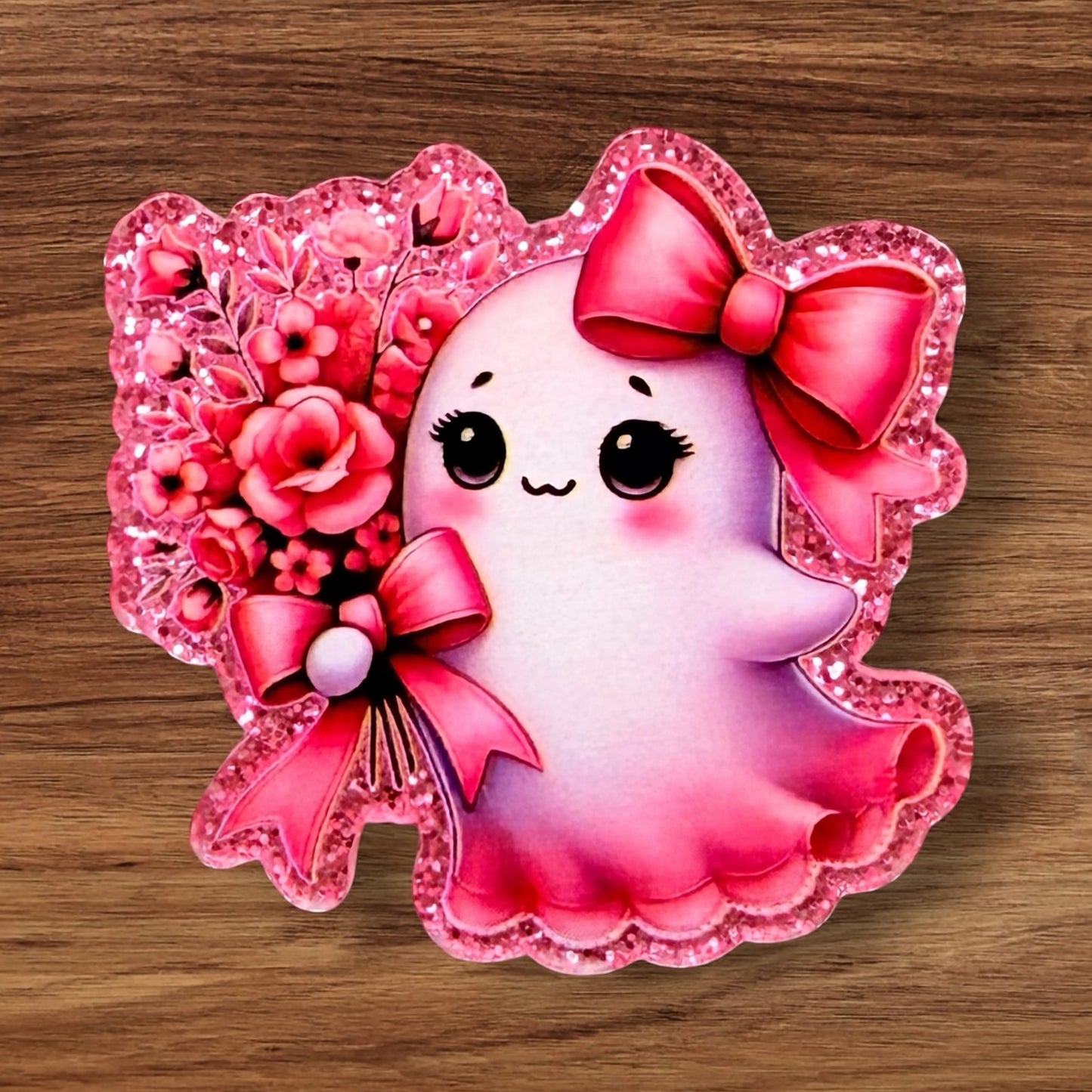 Ghost With Flowers Acrylic Flatback