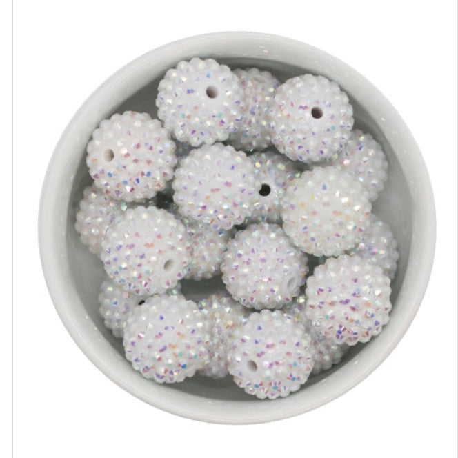 20mm White Rhinestone Acrylic Bead