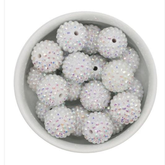 20mm White Rhinestone Acrylic Bead