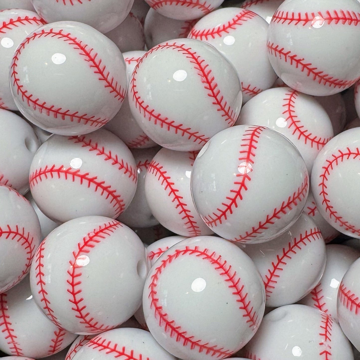 20mm Baseball Acrylic Bead