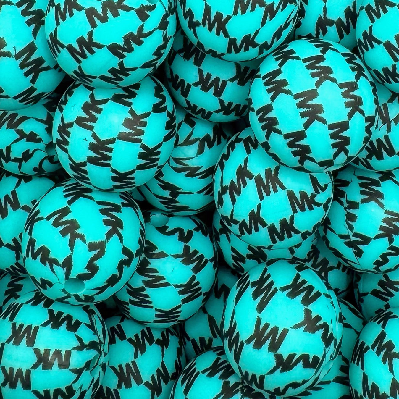 15mm Black & Turquoise Silicone Bead