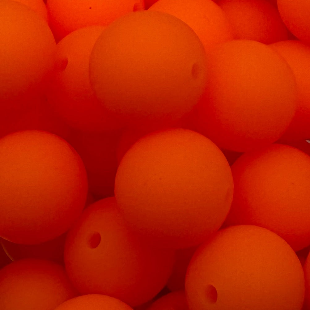 15mm Neon Orange Silicone Bead
