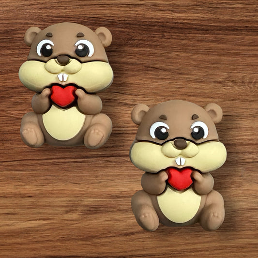 3-D Squirrel With Heart Focal