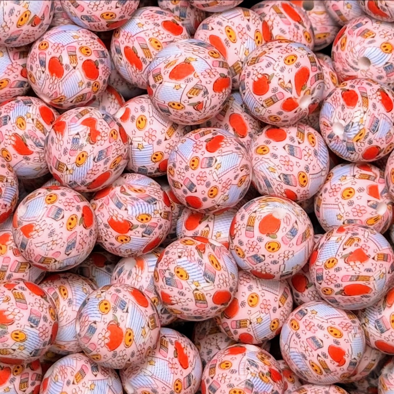 15mm Retro Pink Teacher Silicone Bead