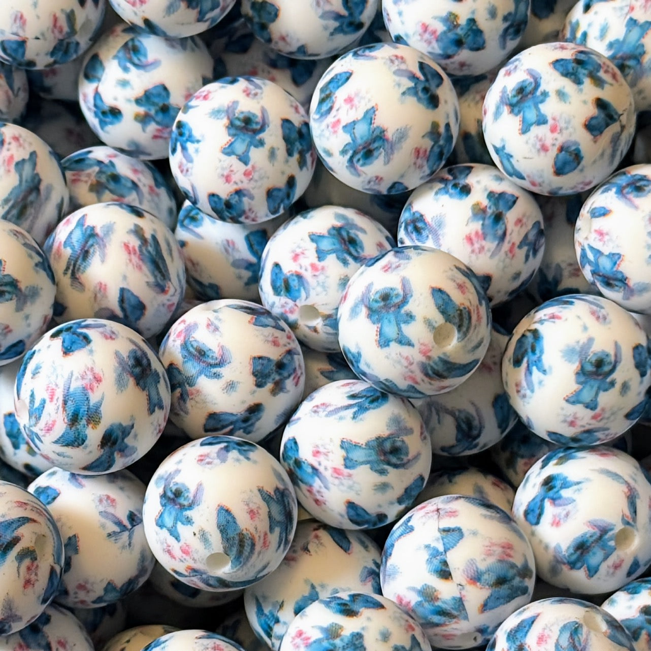 15mm Blue Alien Silicone Bead