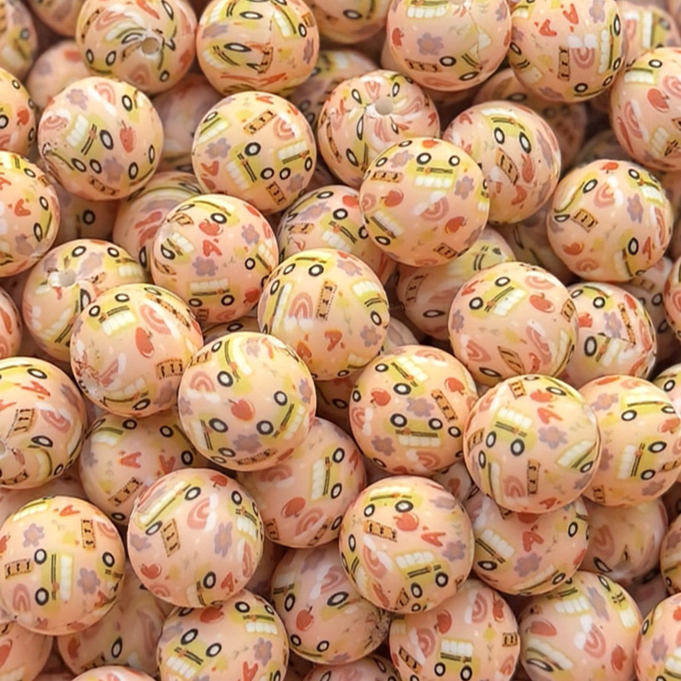 15mm School Days Silicone Bead