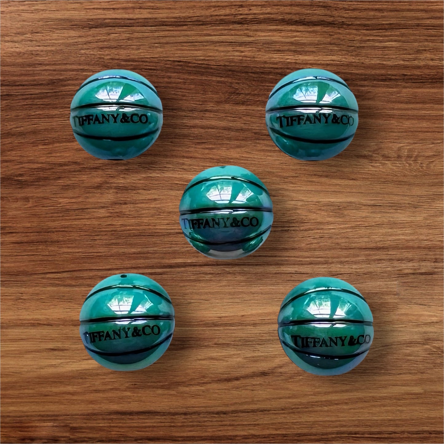16mm Blue Basketball Acrylic Bead