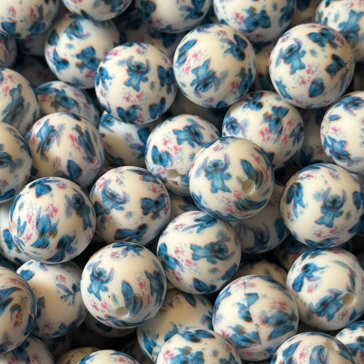 15mm Blue Alien Silicone Bead