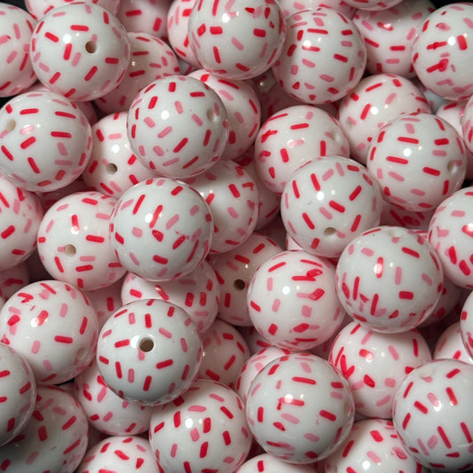 20mm Valentine's Day Sprinkles Acrylic Bead